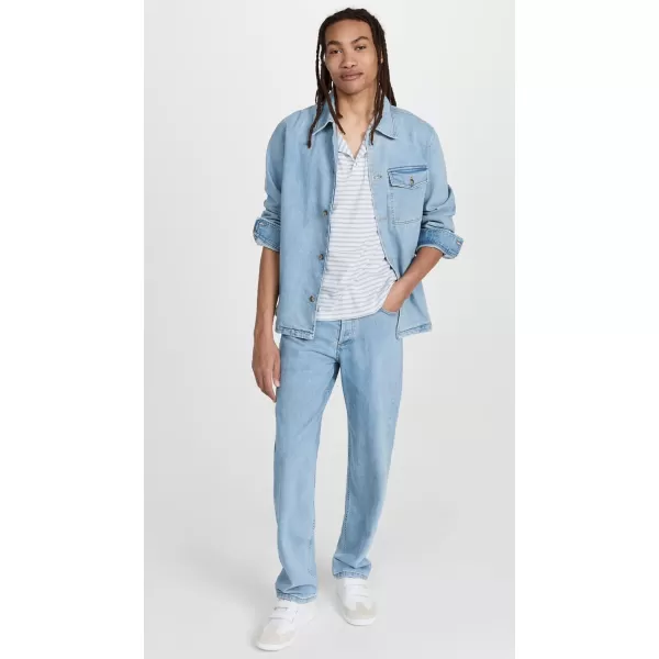 Vince Mens NEP Stripe SS HenleyChalk BlueOff White