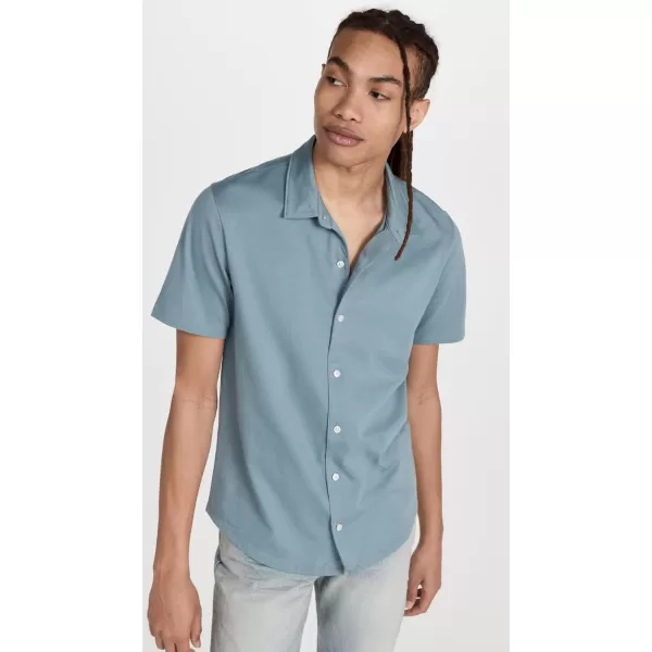 Vince Mens SS Button Down ShirtTeal Pool