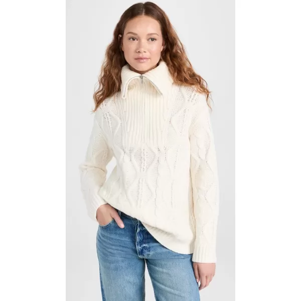 Vince Womens Cable Half Zip PulloverOffwhite