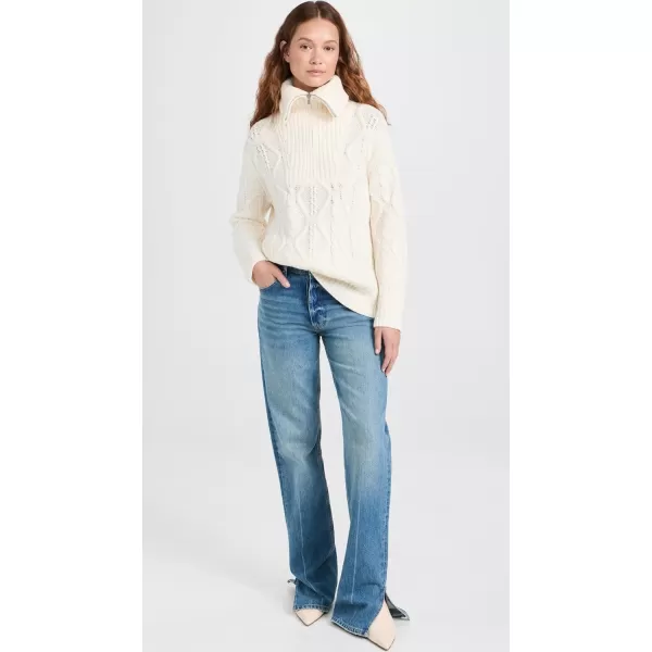 Vince Womens Cable Half Zip PulloverOffwhite