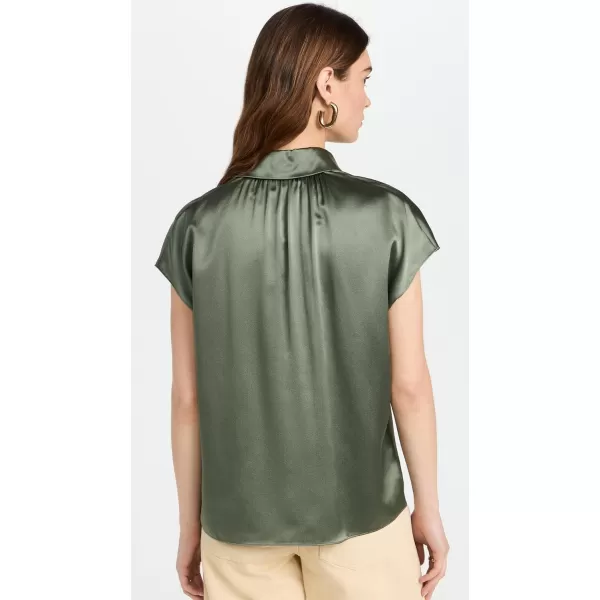 Vince Womens Cap Sleeve Ruched Back BlouseSea Fern