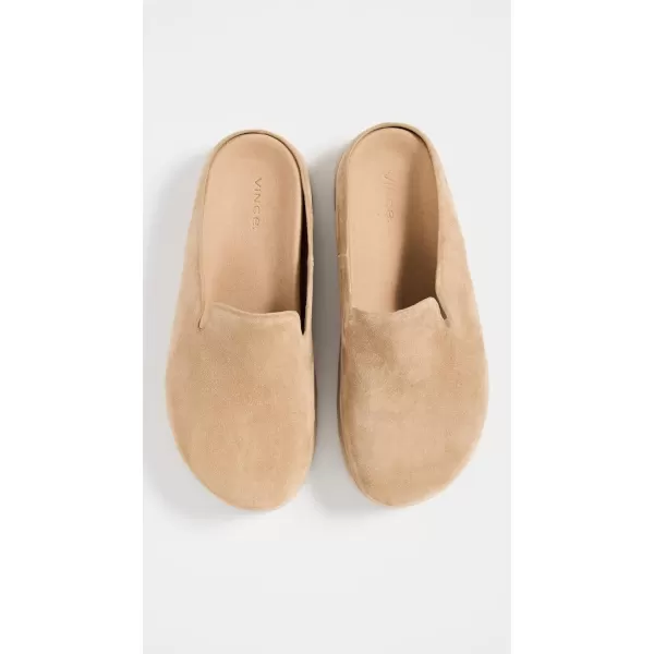 Vince Womens Carmel Clog Slip on ShoesDune Beige Suede