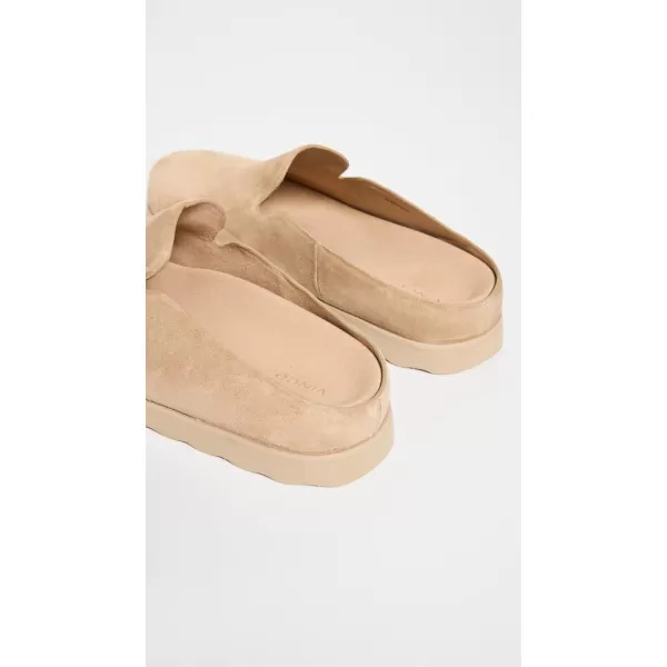 Vince Womens Carmel Clog Slip on ShoesDune Beige Suede