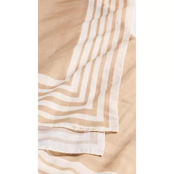 Vince Womens Cotton Silk Geo Stripe Square ScarfCream