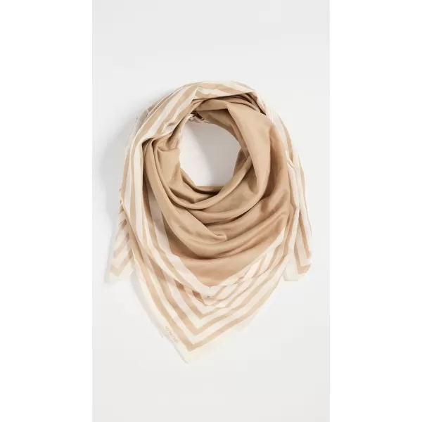 Vince Womens Cotton Silk Geo Stripe Square ScarfCream