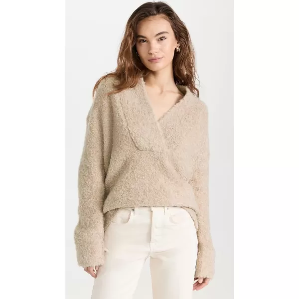 Vince Womens Crimped Shawl SweaterH Champagne