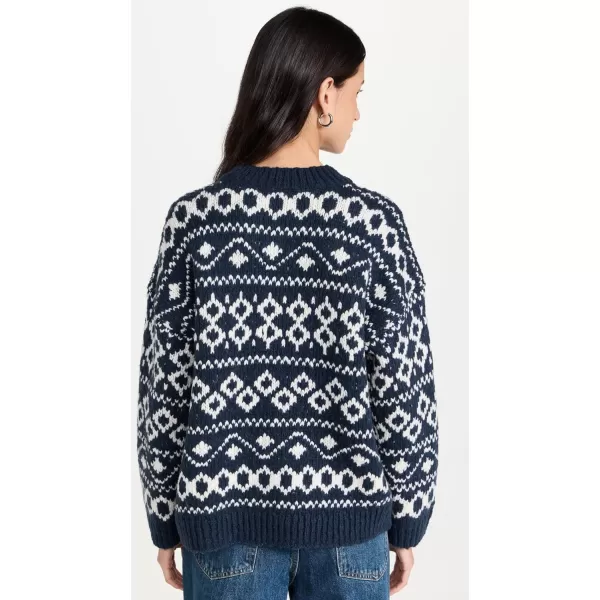 Vince Womens Nordic Fair Isle CrewWashed CoastalLt White Sand