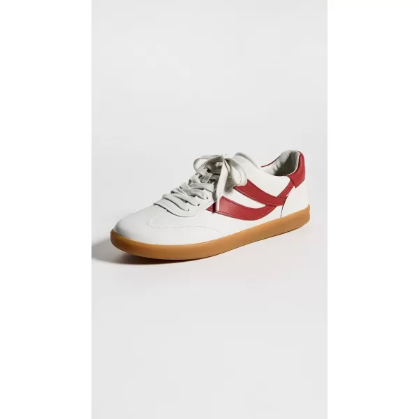 Vince Womens Oasisw Lace Up Fashion SneakerChalk WhiteRuby Red Leather