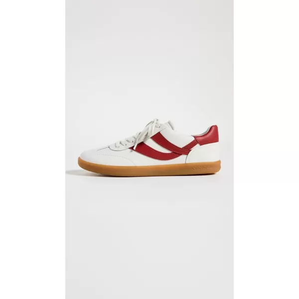 Vince Womens Oasisw Lace Up Fashion SneakerChalk WhiteRuby Red Leather