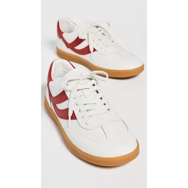 Vince Womens Oasisw Lace Up Fashion SneakerChalk WhiteRuby Red Leather