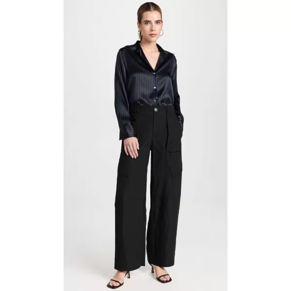 Vince Womens Pinstripe Slim ShirtDark Obsidian