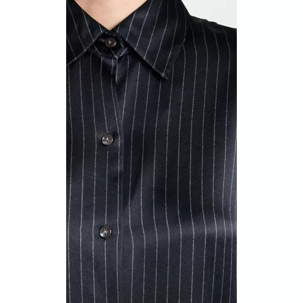 Vince Womens Pinstripe Slim ShirtDark Obsidian