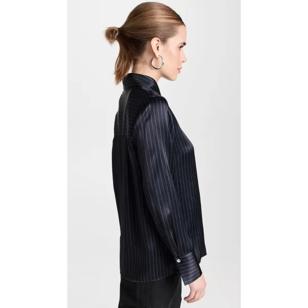 Vince Womens Pinstripe Slim ShirtDark Obsidian