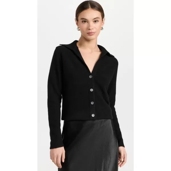 Vince Womens Polo Button Cashmere CardiganBlack