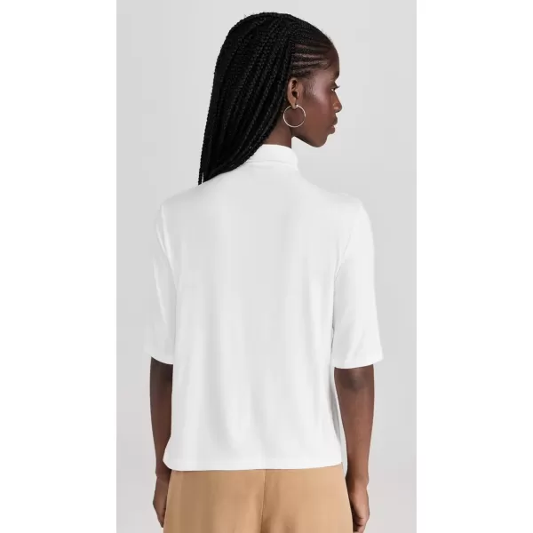 Vince Womens Relaxed Elbow Sleeve Mock Neck TeeOffwhite