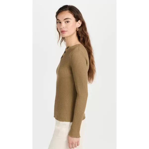 Vince Womens Rib Long Sleeve HenleyArtichoke