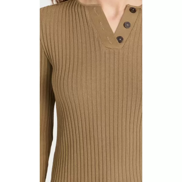 Vince Womens Rib Long Sleeve HenleyArtichoke