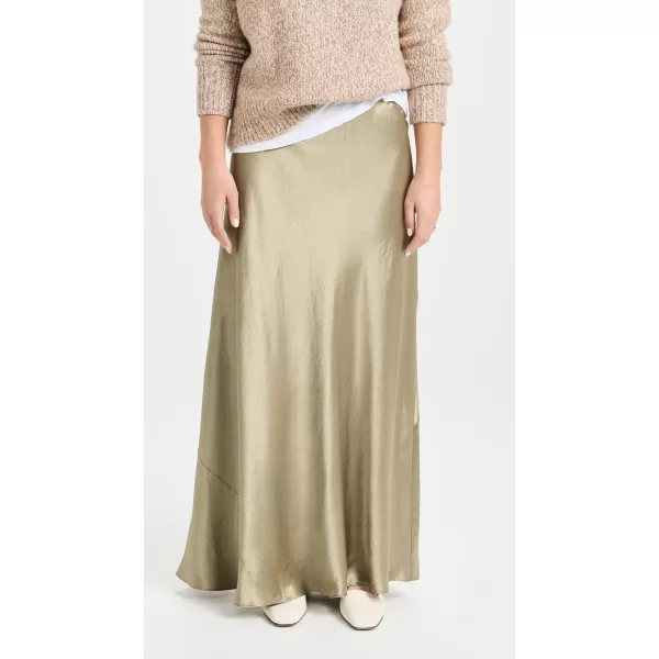 Vince Womens Satin Maxi SkirtArtichoke