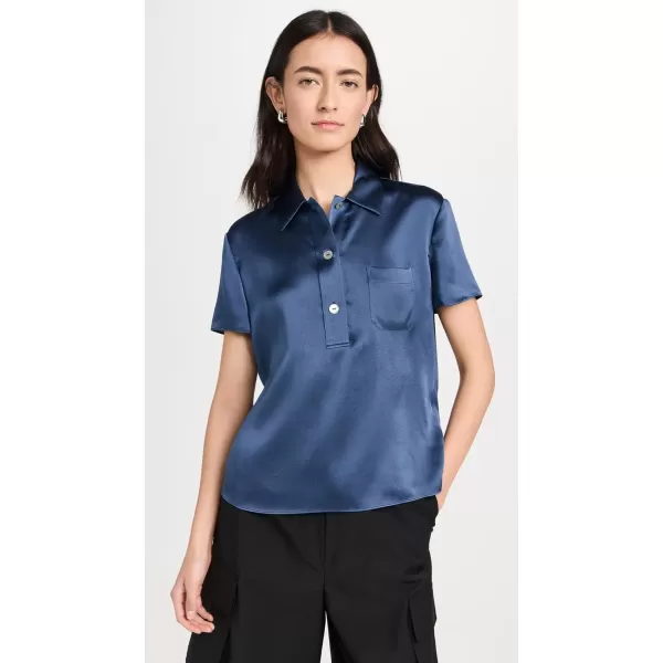 Vince Womens Short Sleeve PoloRiverbed