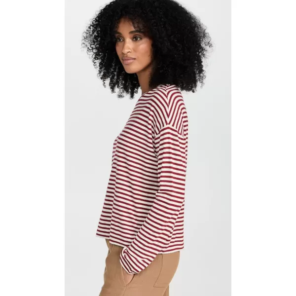 Vince Womens Striped LS Drop Shoulder TopEnokiSangria