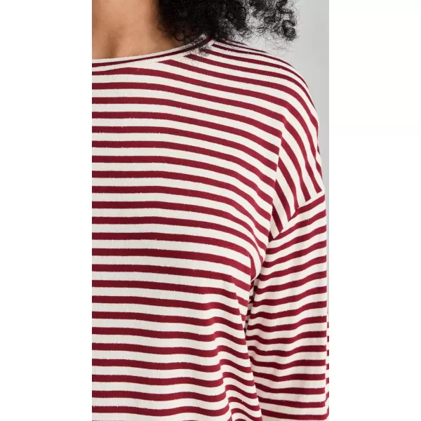 Vince Womens Striped LS Drop Shoulder TopEnokiSangria