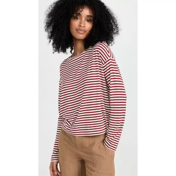 Vince Womens Striped LS Drop Shoulder TopEnokiSangria