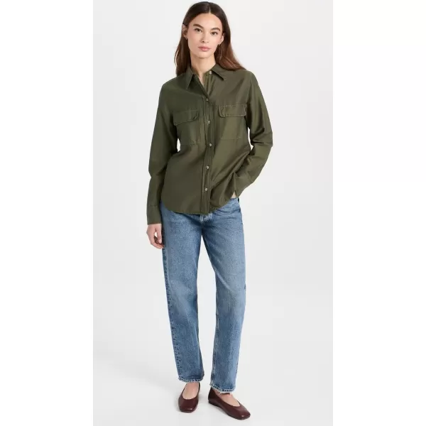 Vince Womens Utility ShirtWashed Vine