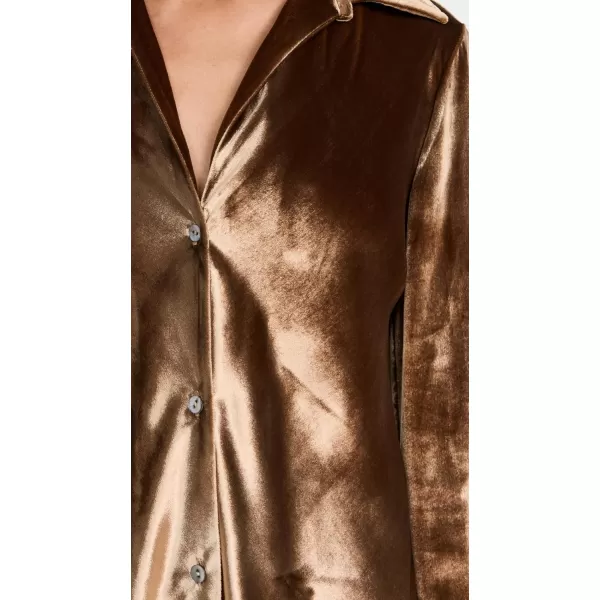 Vince Womens Velvet Bias LS ShirtGold Shadow