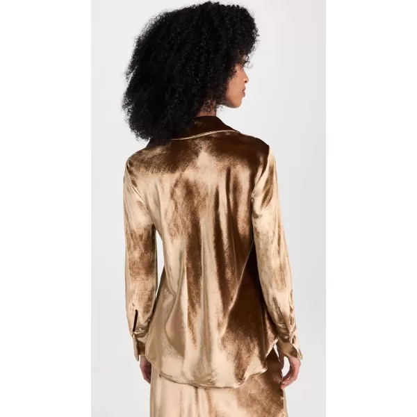 Vince Womens Velvet Bias LS ShirtGold Shadow