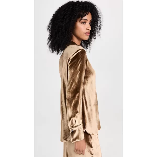 Vince Womens Velvet Bias LS ShirtGold Shadow