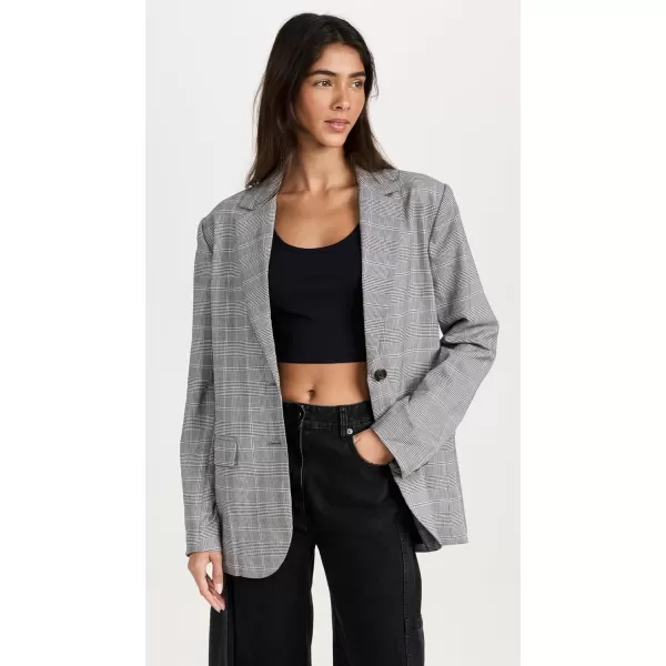 WAYF Womens Plaid BlazerGrey Plaid