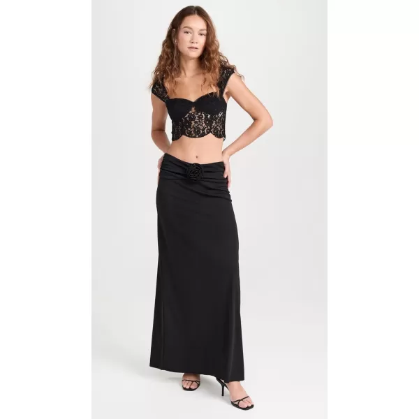 WAYF Womens Ruched Maxi SkirtBlack