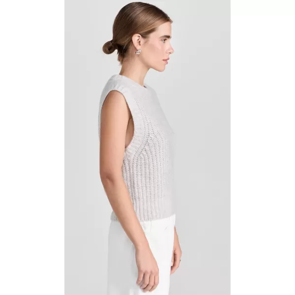 White  Warren Womens Cashmere Air Plush Ribbed VestWhite Marl