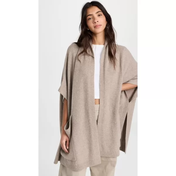 White  Warren Womens Cashmere Blend Open PonchoFawn Heather