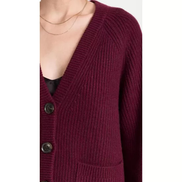 White  Warren Womens Cashmere Blend Ribbed Boyfriend CardiganMulberry