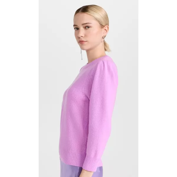 White  Warren Womens Cashmere Featherweight Puff Sleeve SweaterNeon Mauve