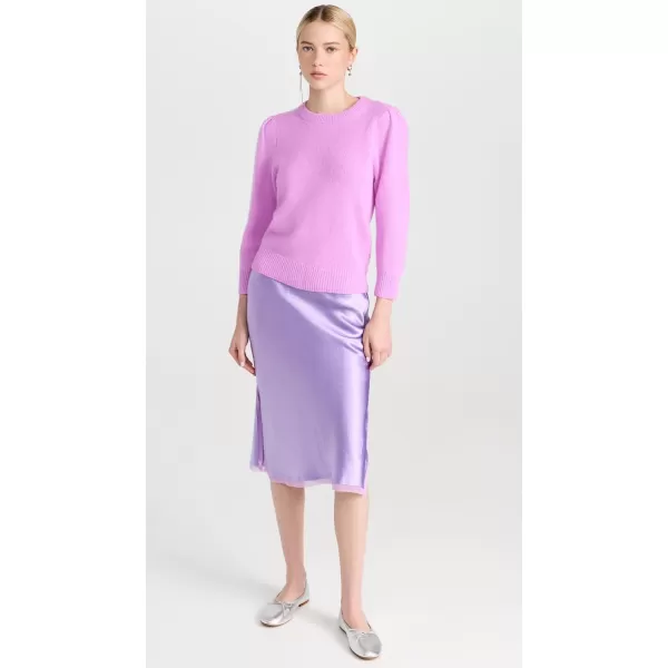 White  Warren Womens Cashmere Featherweight Puff Sleeve SweaterNeon Mauve