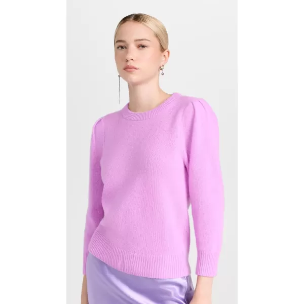 White  Warren Womens Cashmere Featherweight Puff Sleeve SweaterNeon Mauve