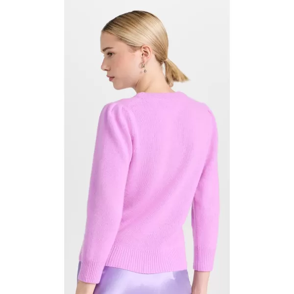 White  Warren Womens Cashmere Featherweight Puff Sleeve SweaterNeon Mauve