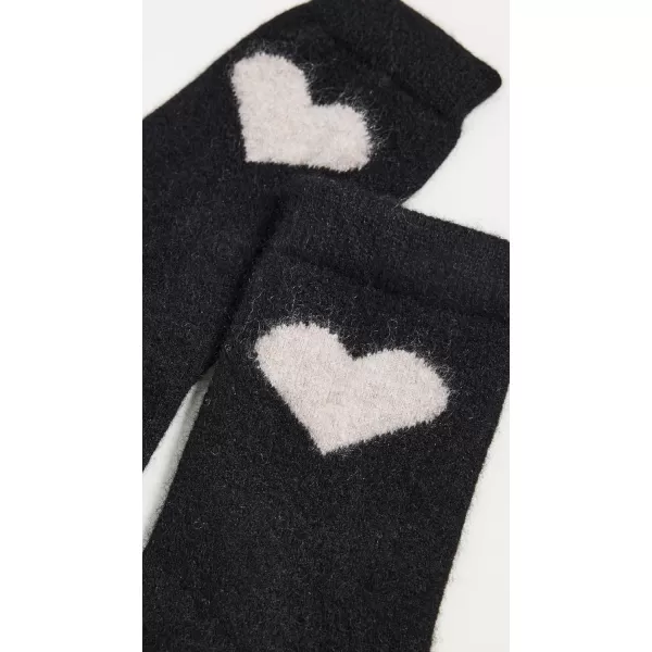 White  Warren Womens Cashmere Heart SockBlackSandwisp Heather