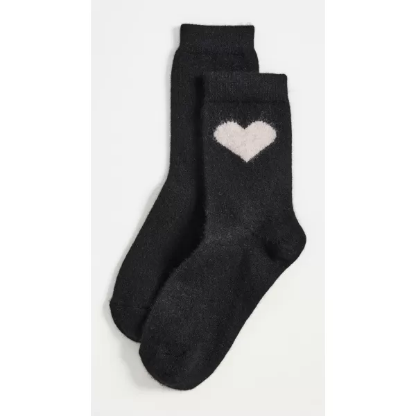 White  Warren Womens Cashmere Heart SockBlackSandwisp Heather