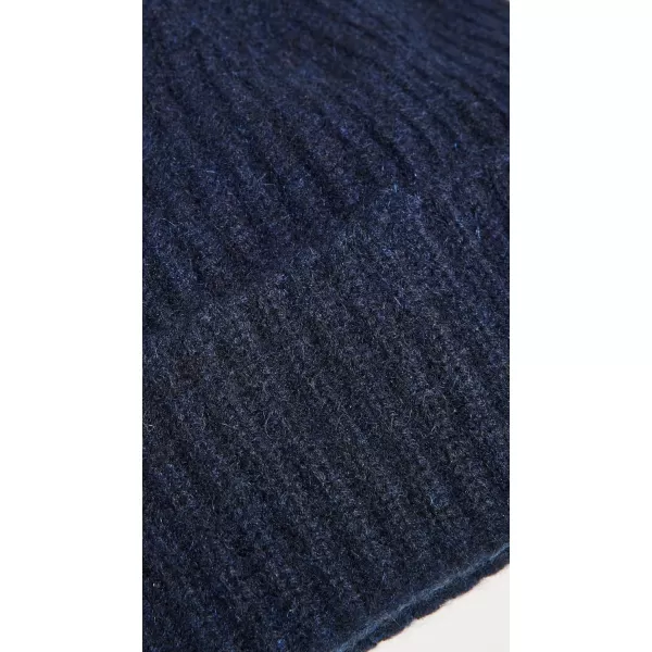 White  Warren Womens Cashmere Luxe Ribbed BeanieDeep Navy