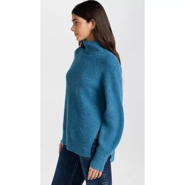 White  Warren Womens Cashmere Luxe Ribbed TurtleneckAlpine Blue