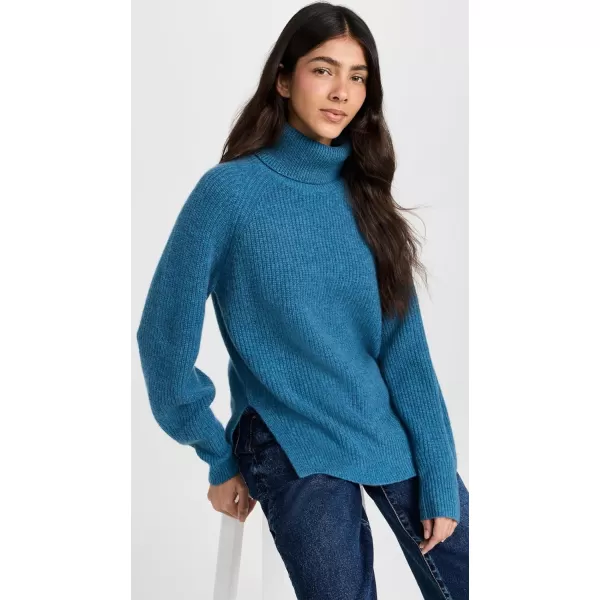 White  Warren Womens Cashmere Luxe Ribbed TurtleneckAlpine Blue