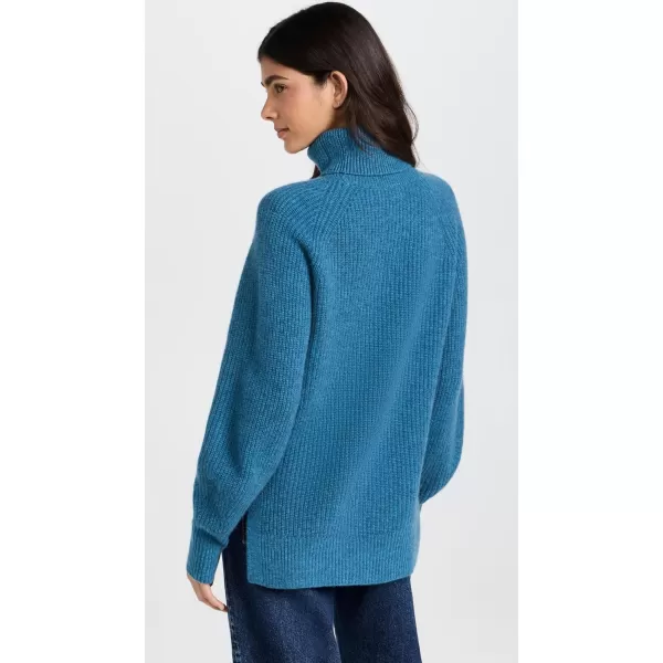 White  Warren Womens Cashmere Luxe Ribbed TurtleneckAlpine Blue