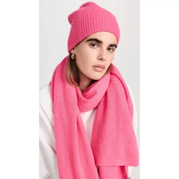 White  Warren Womens Cashmere Plush Rib BeanieBright Rose