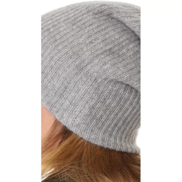 White  Warren Womens Cashmere Plush Rib BeanieGrey Heather