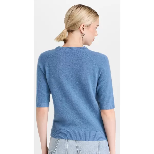 White  Warren Womens Cashmere Short Sleeve HenleyBlue Thistle