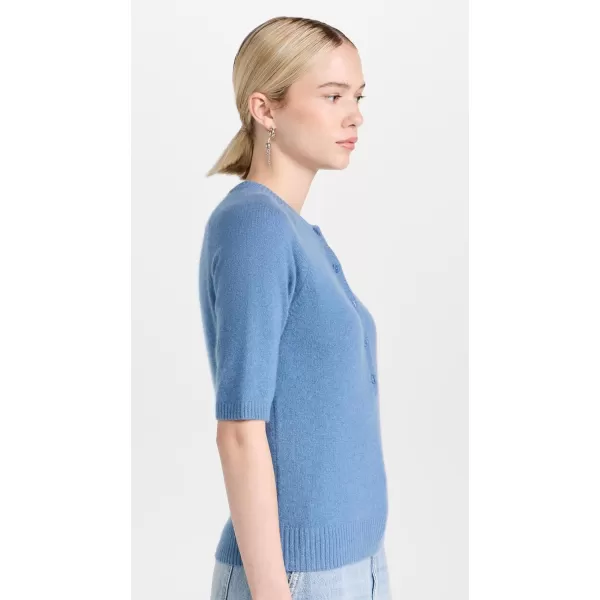 White  Warren Womens Cashmere Short Sleeve HenleyBlue Thistle