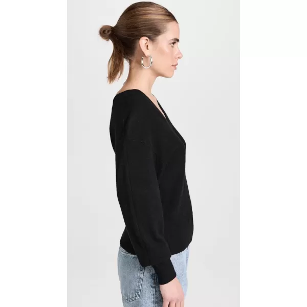 White  Warren Womens Cashmere Wide V Neck SweaterBlack